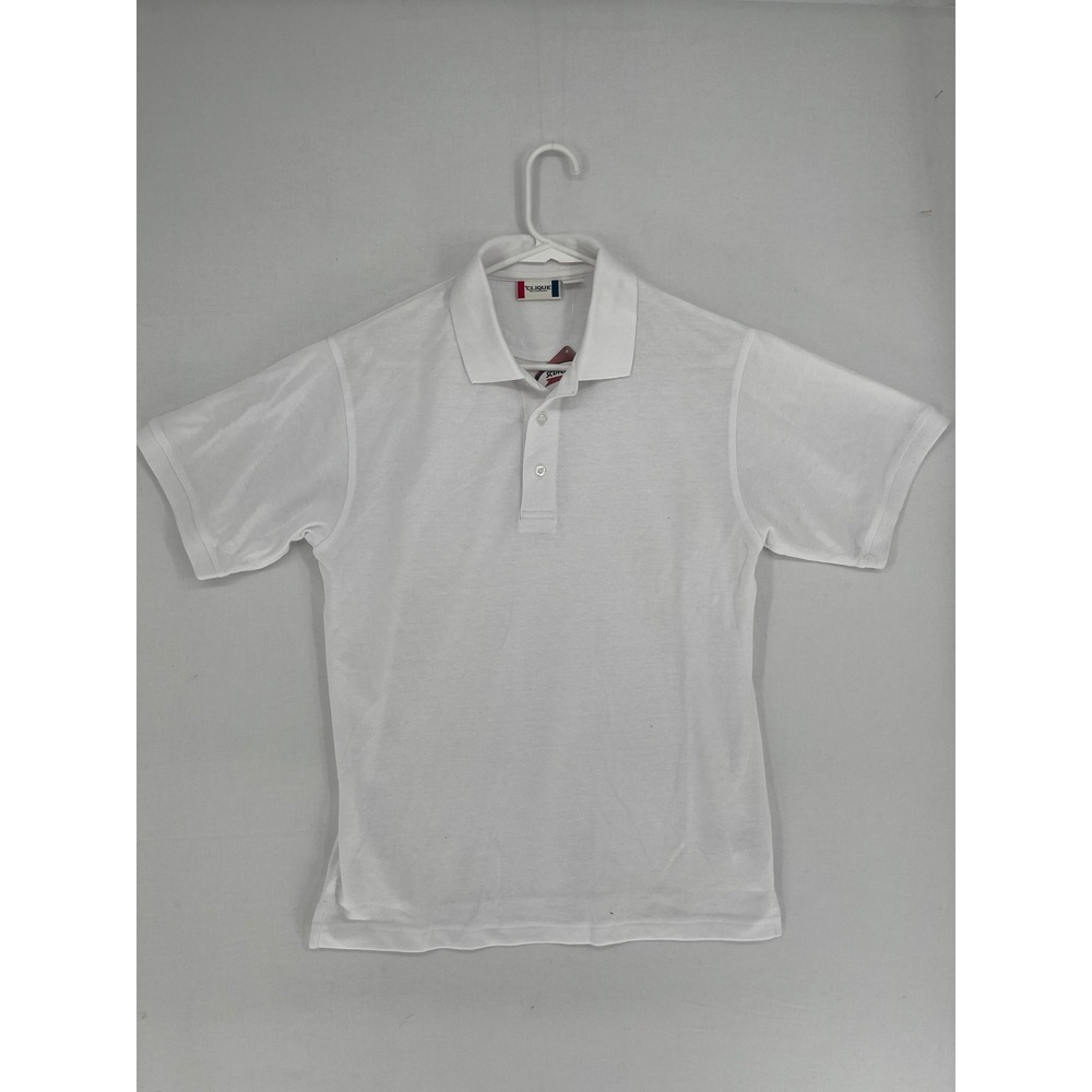 Clique Mens Polo Shirt Small White Short Sleeve Scotchgard Stain Release Pique S